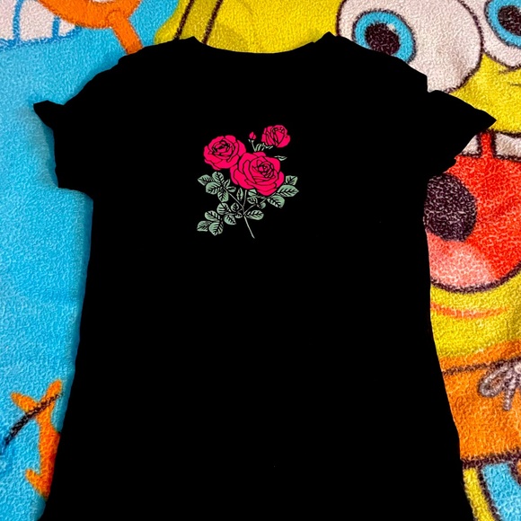 Black Shirt with Rose - Picture 1 of 2